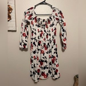 Off the shoulder white floral dress